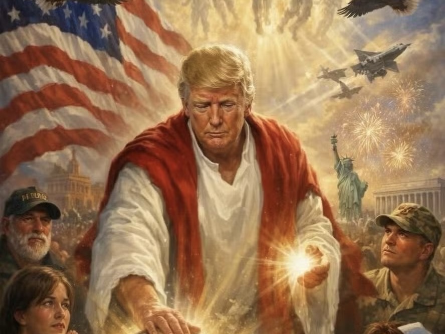 MAGA Evangelicals Defend Trump's AI Jesus Photo—Claiming He Looks Like an 'Apostle' Healing the Nation