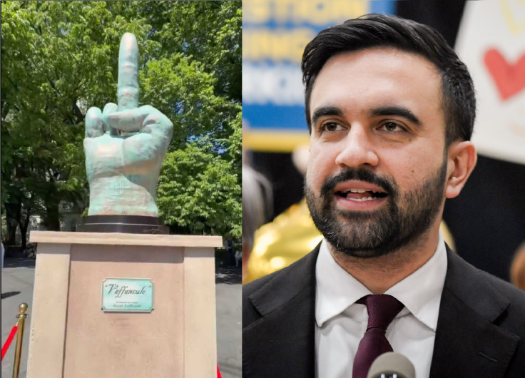Scott LoBaido middle-finger sculpture to Zohran Mamdani