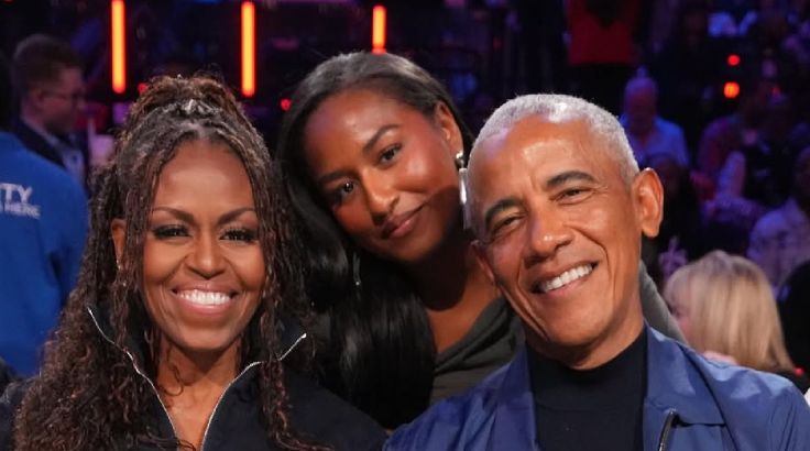 Michelle, Sasha, and Barack Obama