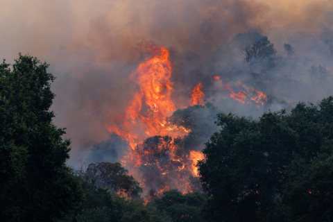 The Sandy fire burns in background near Simi Valley on