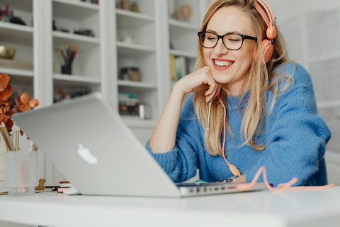 Woman in headphones