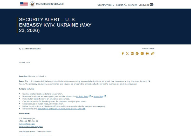 US Embassy in Kyiv Security Alert