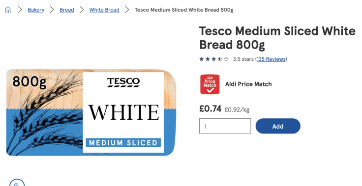 tesco bread
