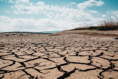 Cracked earth depicting drought