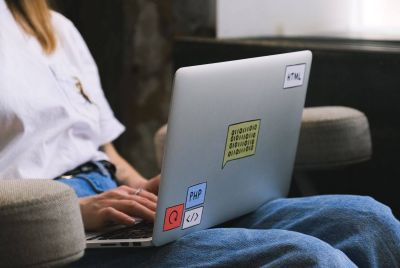 Woman using laptop