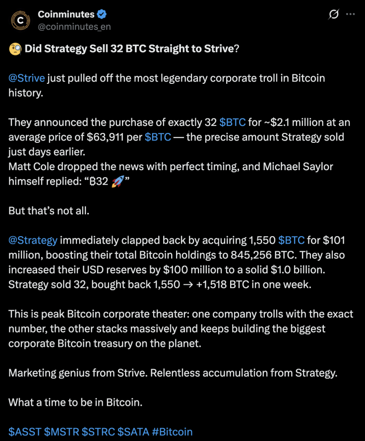 Coinminutes praises Strategy as the 'most legendary corporate troll in