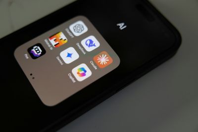 Mobile phone screen showing different AI