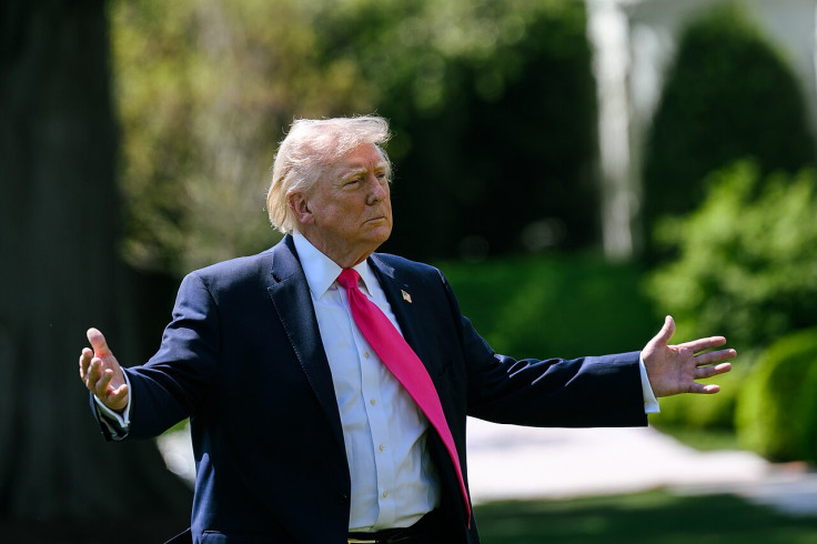 President Donald J Trump speaks with members of the media
