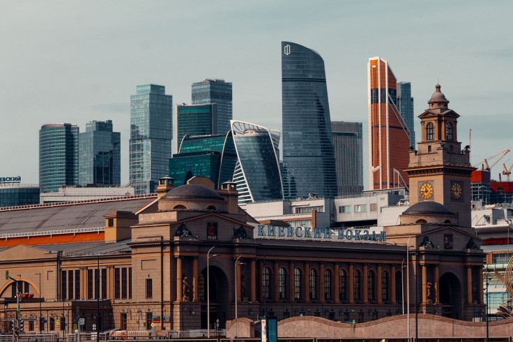 Moscow skyline with Kievsky railway station in the foreground