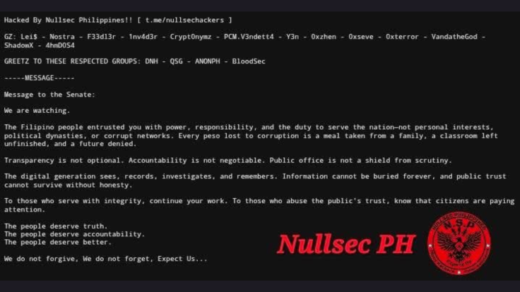 Nullsec PH dfacing Philippine Senate website
