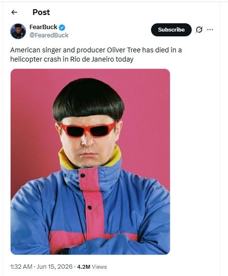 Oliver Tree Dead