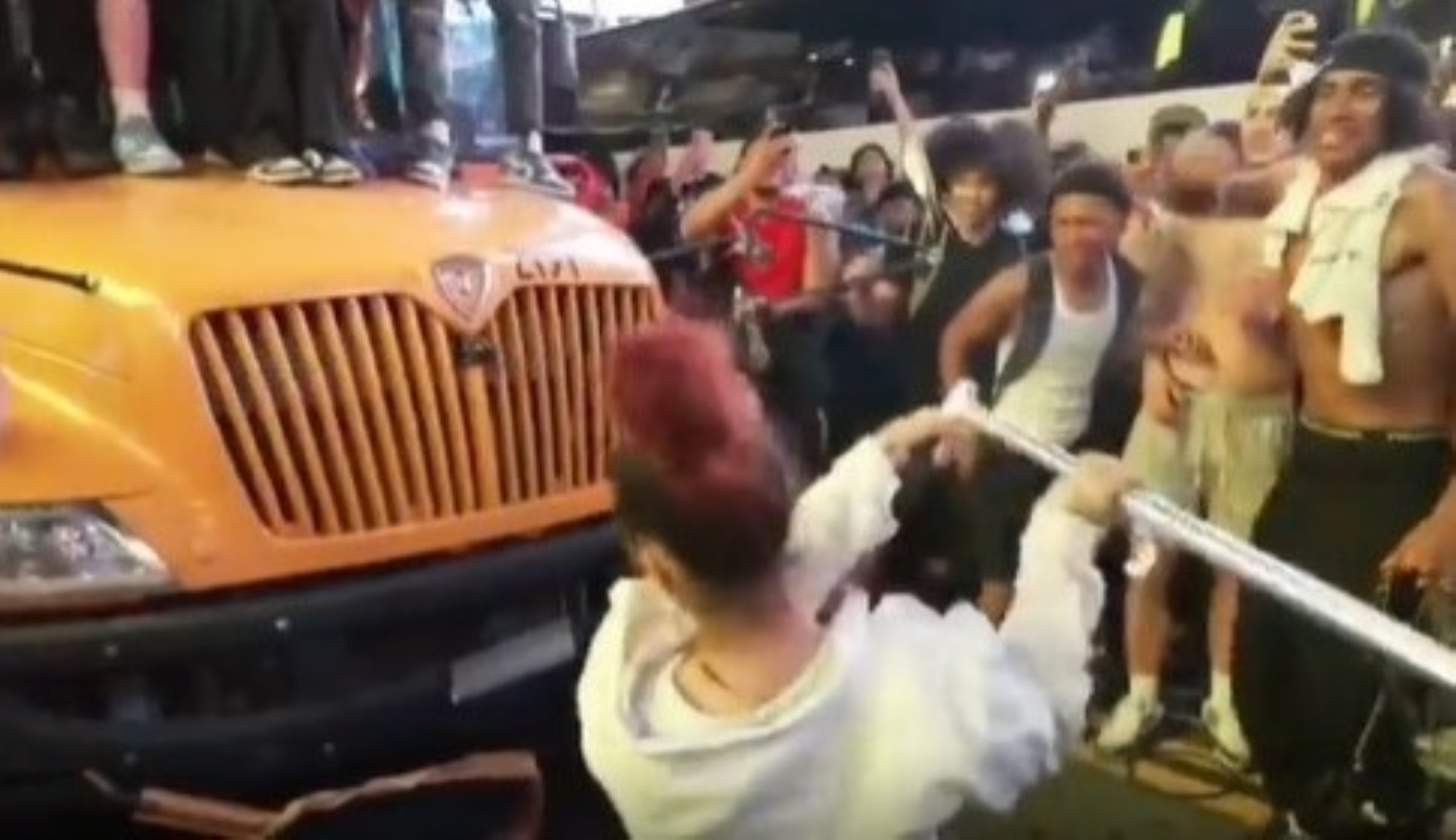 A  New York City school bus was brutalised
