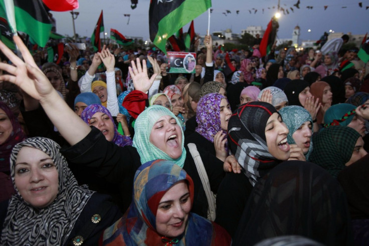 Women celebrate the liberation of Libya at Freedom Square in Misrata