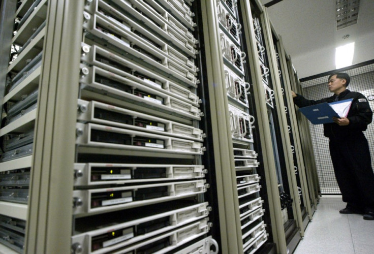 A South Korean engineer checks the status of an Internet server system providing broadb..