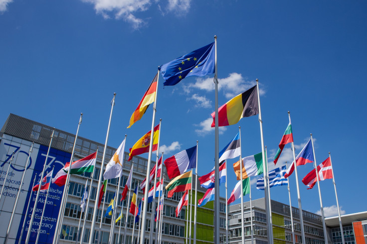 European Union flags displayed in France