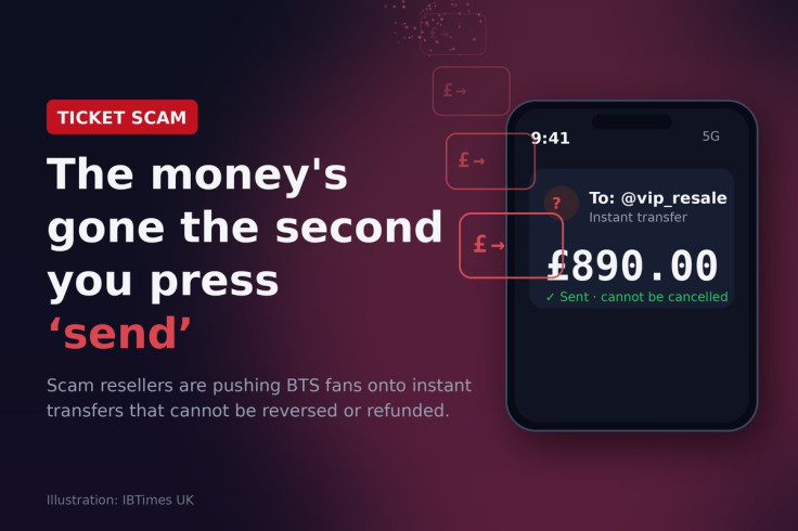 Illustration of a phone showing an £890 instant transfer