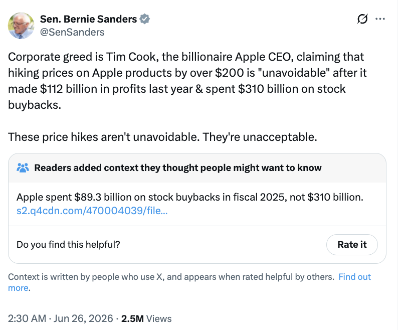 Bernie Sanders on Apple