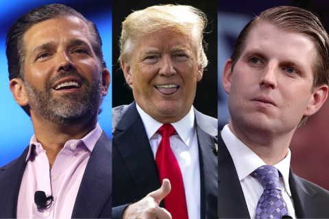 Donald Trump Jr and Eric Trump watched from the crowd
