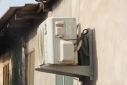 Airconditioning unit outside a house
