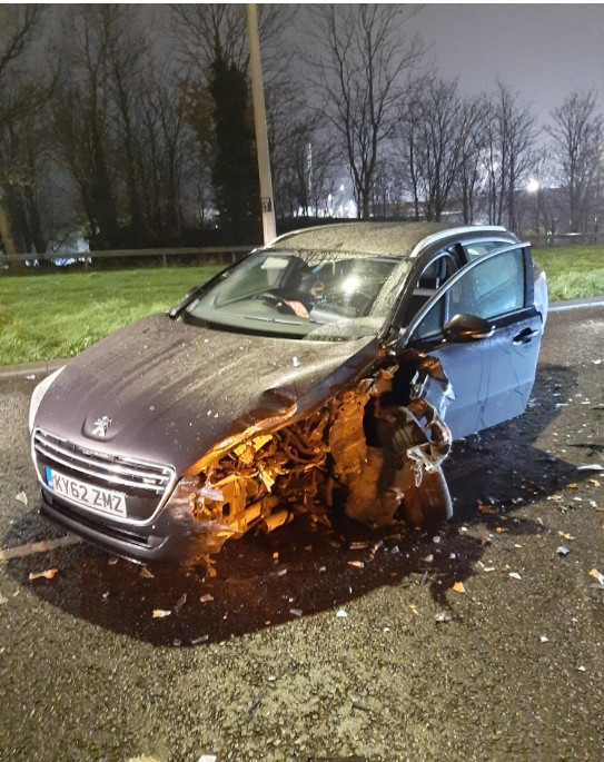 Footage and damage to Sakyi's car