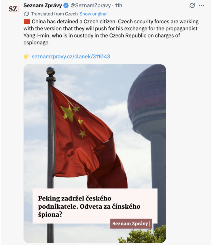 China detain czech citizen