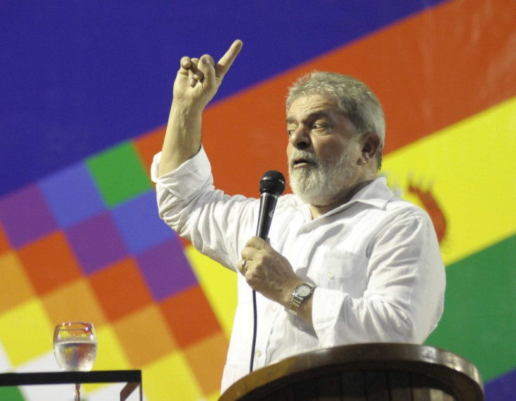 Brazil's former president Lula speaks during an economic forum in Santa Cruz Brazil's former president Lula speaks during an economic forum in Santa Cruz