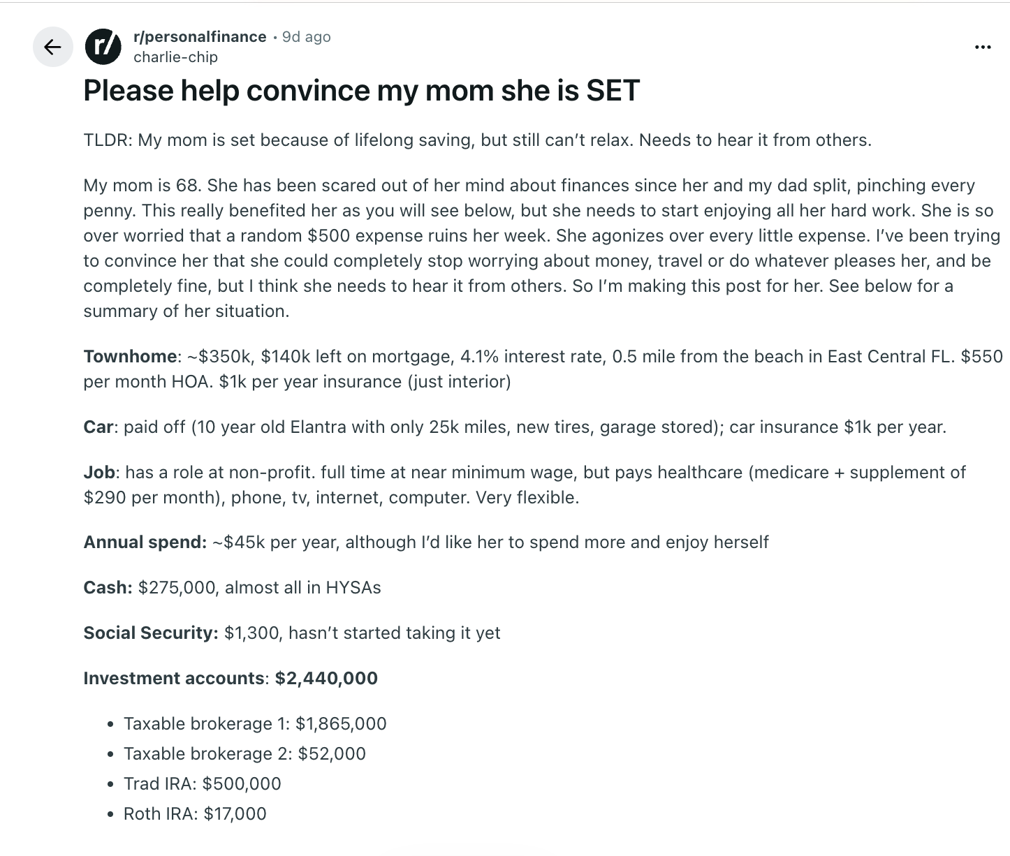retiree afraid to spend