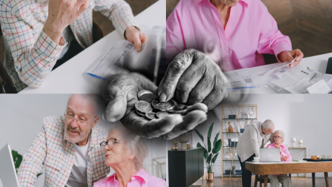 An older person reviewing pension paperwork
