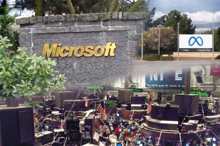 Microsoft, meta, and wall street composite