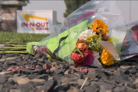 Flowers at a Site for Mass Shooting