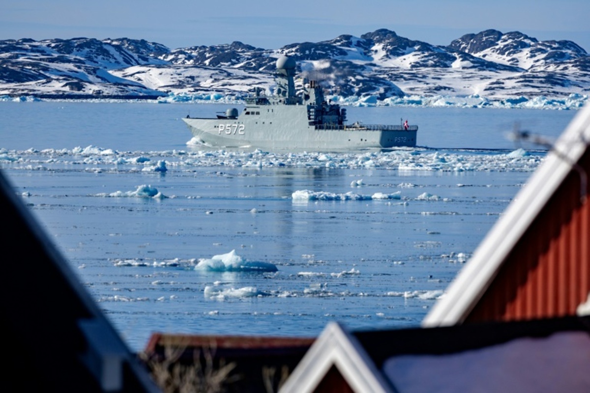 Danish Royal Navy vessel patrolling the waters of Greenland