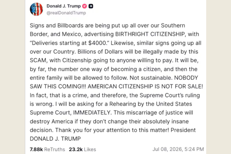 Donald Trump's Truth Social Post