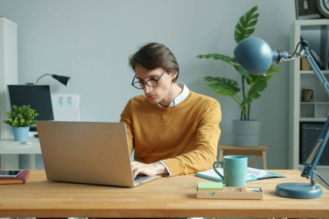 Man in office table