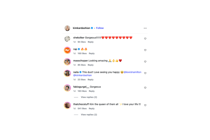 Kim Kardashian's IG comments