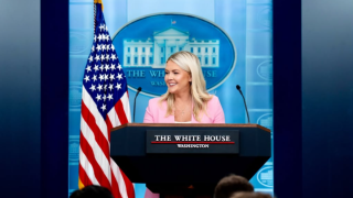 Karoline Leavitt speaks at the White House press briefing