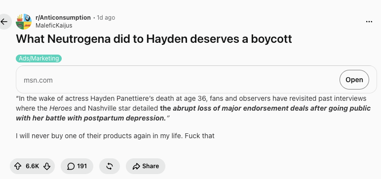 Neutrogena Parent Kenvue Stock Slides 2% Amid Hayden Panettiere Fans' Calls to Boycott Brand