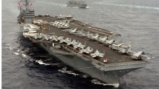 Aerial view of the USS Abraham Lincoln