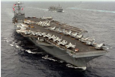 Aerial view of the USS Abraham Lincoln