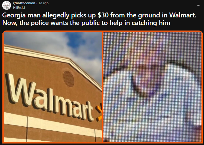 Reddit post of Walmart alleged $30 picked by a senior