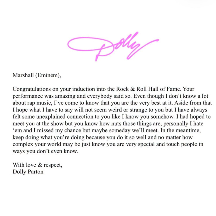 Dolly Parton's Letter to Eminem