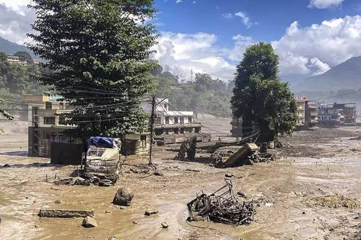 Nepal flash flood damage in Rasuwa District