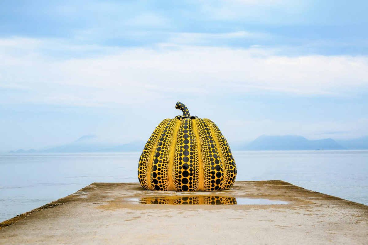 Yayoi Kusama pumpkin artwork at Naoshima