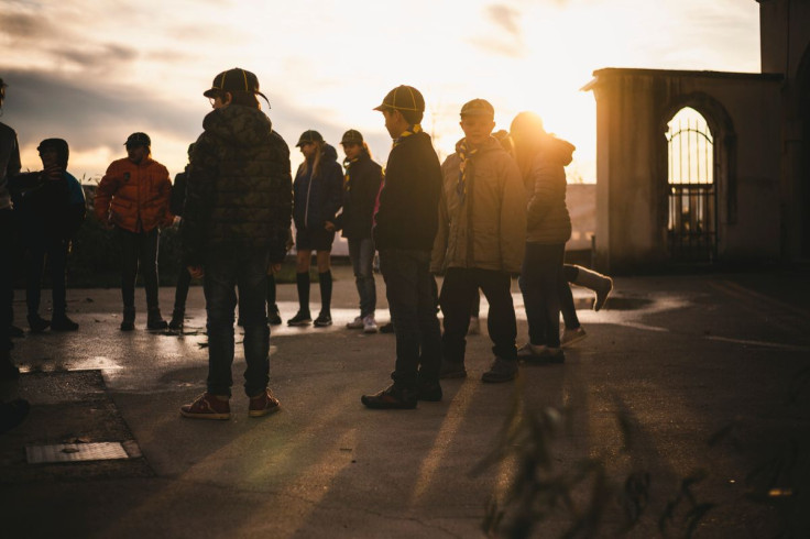 group of children during sunset
