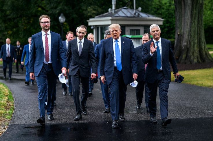 Donald Trump With Executives Walking Around the White House