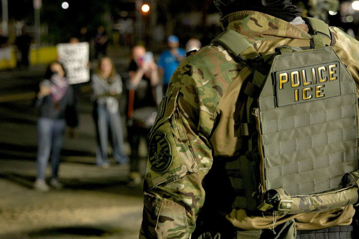ICE Agents Outside a Detention Facility