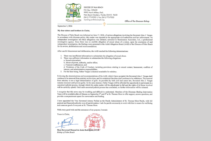 Letter from Bishop Manuel Rodríguez