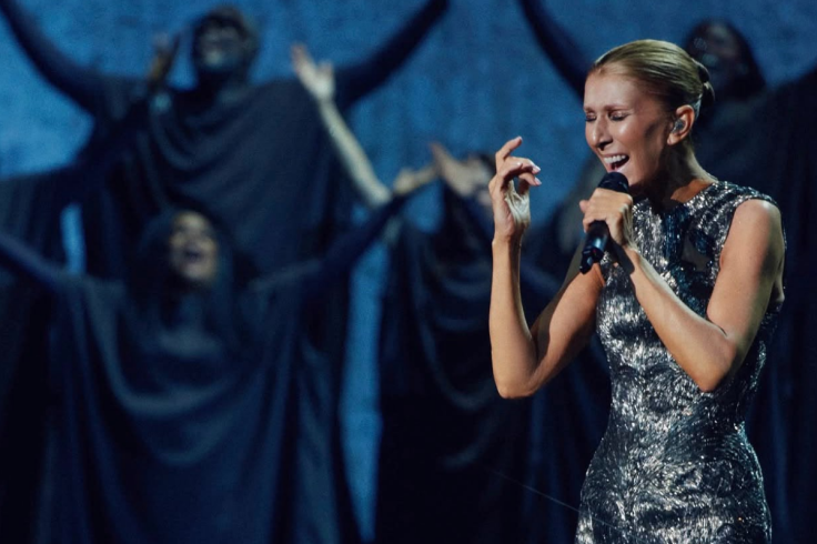 Céline Dion performs on stage during her Paris comeback residency,