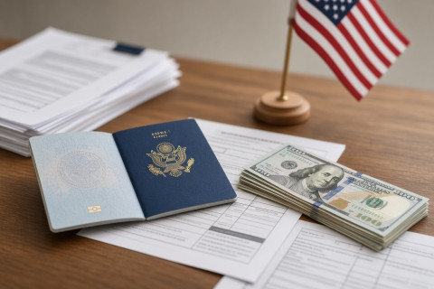 Dollar Bills and US Passport