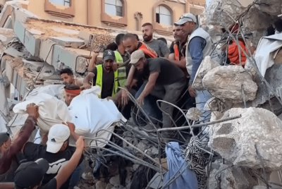 War-Damaged Tower Collapses on Ten Families in Gaza City