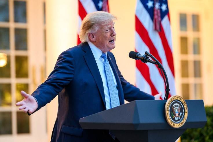 Donald Trump Making a Speech at the White House Grounds